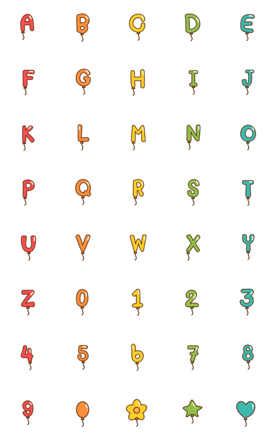 [LINE絵文字]Emoji ABC Balloonsの画像一覧