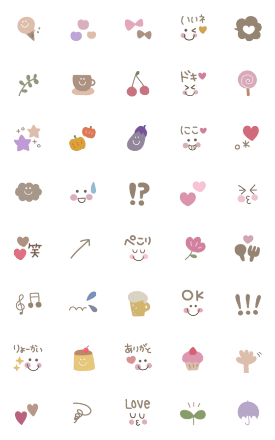 [LINE絵文字]落ち着いたくすみカラー絵文字の画像一覧