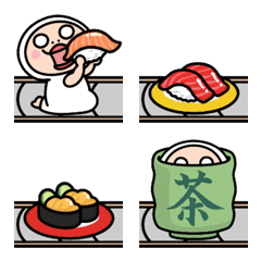 [LINE絵文字] しろめちゃんのつながる寿司絵文字の画像