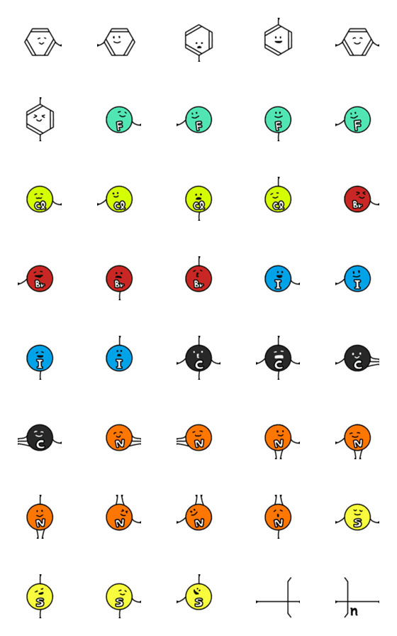 [LINE絵文字]つなげてあそべる有機化学えもじパート2の画像一覧