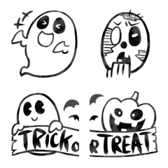 [LINE絵文字] つながる！白黒ハロウィン！の画像