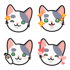灰白ぶち ふぶき ねこねこ絵文字の絵文字メイン画像