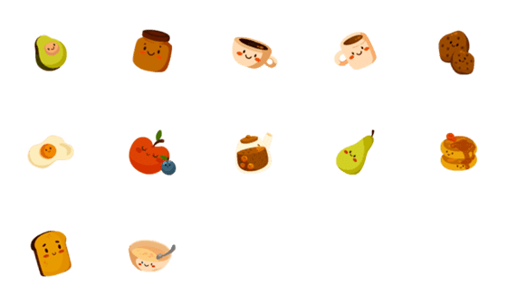 [LINE絵文字]Cute Breakfast＆fruitの画像一覧