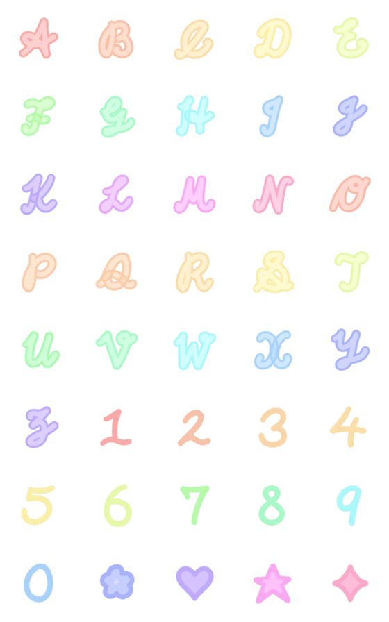 [LINE絵文字]Cursive Alphabets and Numbersの画像一覧