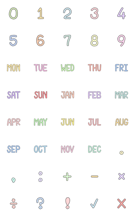 [LINE絵文字]Cute no. day monthの画像一覧