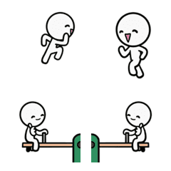 [LINE絵文字] 動くよ。白い人のつながる絵文字の画像