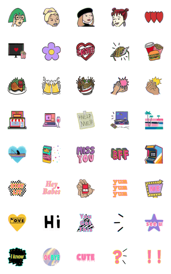 [LINE絵文字]90s emojiの画像一覧