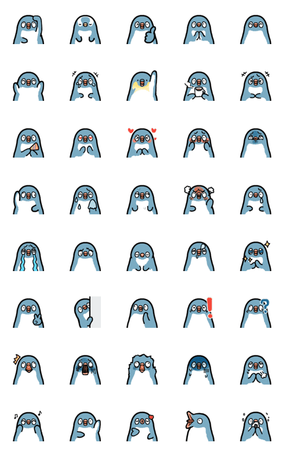 [LINE絵文字]動く☆表情豊かなペンギンの絵文字の画像一覧