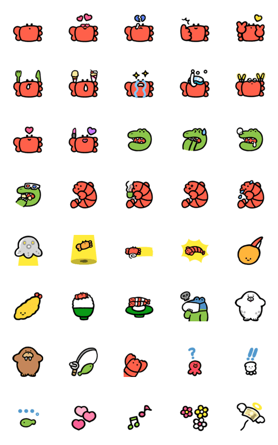[LINE絵文字]ちいさなカニのしおまねきたちの絵文字2の画像一覧