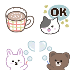 [LINE絵文字] ふわもこLINE FRIENDSの画像