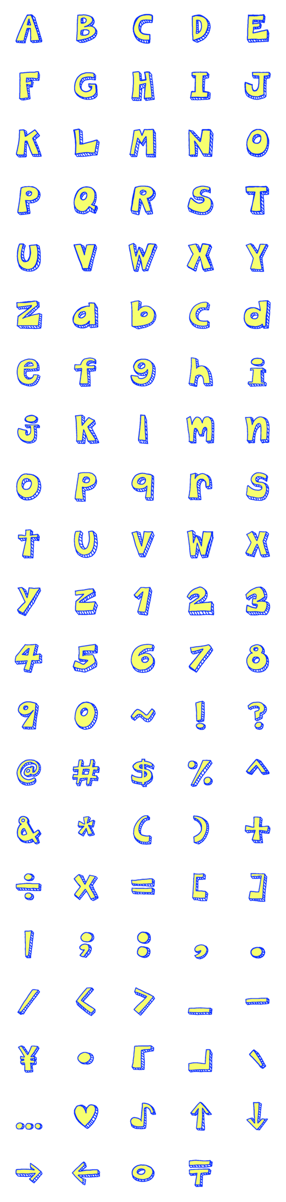 [LINE絵文字]Comic doodle fontの画像一覧