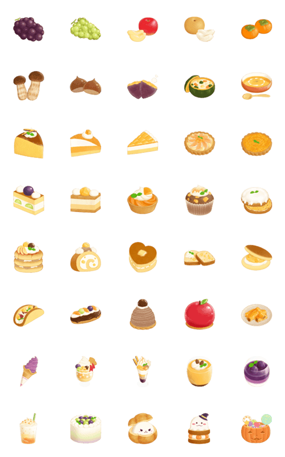 [LINE絵文字]秋の食べ物色々の画像一覧