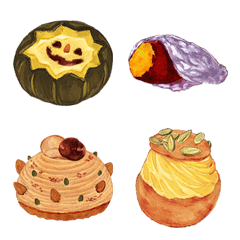 [LINE絵文字] 秋に食べたいお菓子の絵文字②の画像
