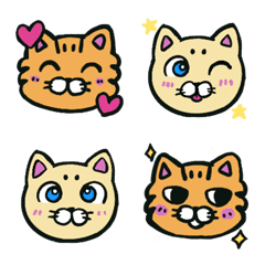 [LINE絵文字] キジトラとしろねこちゃん絵文字の画像