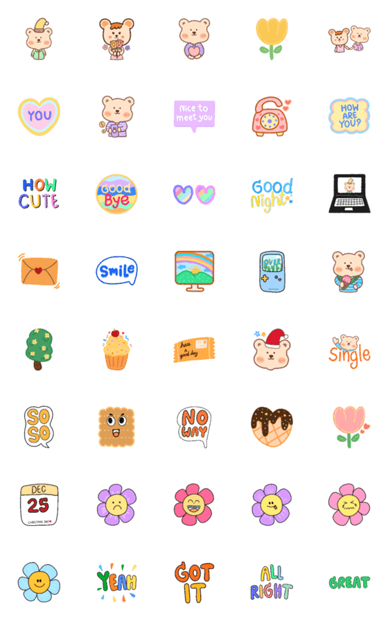 [LINE絵文字]Emoji cute (positive thinking bear)の画像一覧