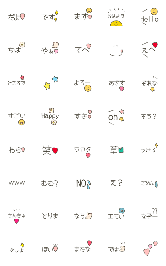 [LINE絵文字]さらっと添えやすい文字の画像一覧