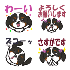 [LINE絵文字] トライカラーのキャバリアちゃん絵文字の画像