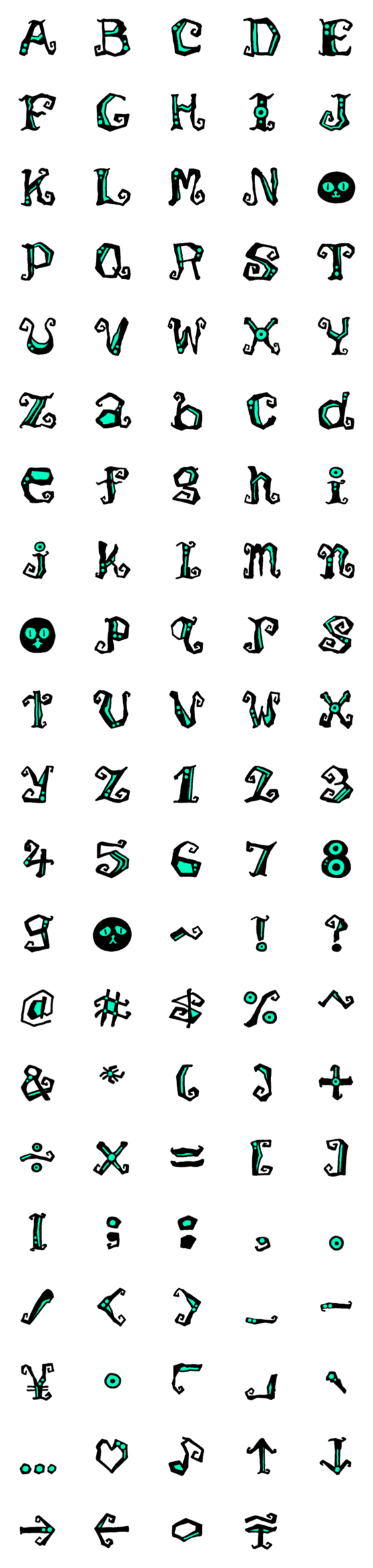 [LINE絵文字]Witch and Cat Font Lettersの画像一覧