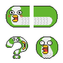 [LINE絵文字] 小鳥の毛玉:オキナインコの抹茶のドット絵の画像