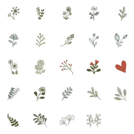 [LINE絵文字]French botanical line drawingの画像一覧