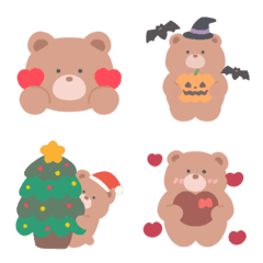 秋冬のやさしいくまさんの絵文字メイン画像