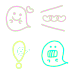 [LINE絵文字] おばけ ネオンカラーの画像