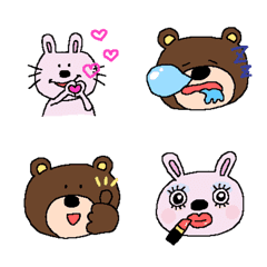 [LINE絵文字] クマとウサギの使いやすい絵文字の画像
