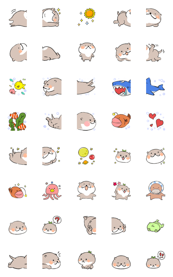 [LINE絵文字]こつめかわうそのかわかわちゃん。7絵文字の画像一覧