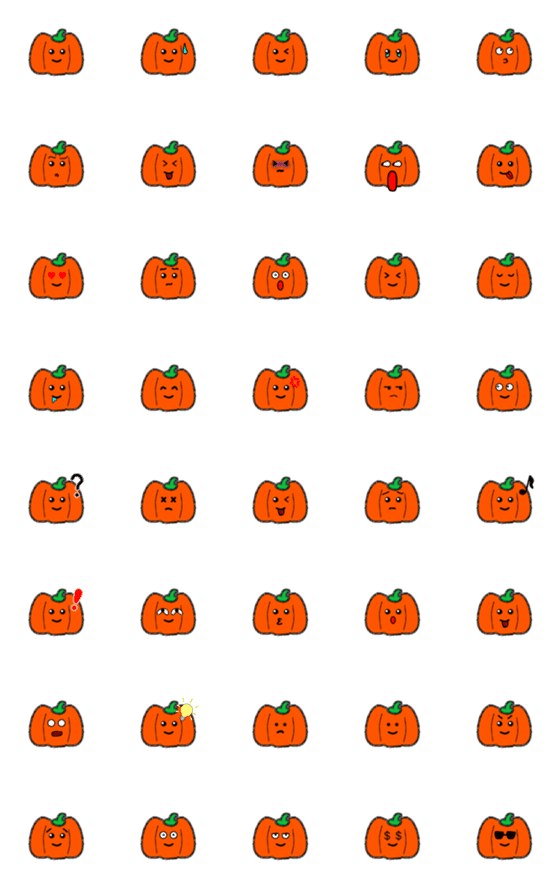 [LINE絵文字]シンプル！かわいいカボチャ【ハロウィン】の画像一覧