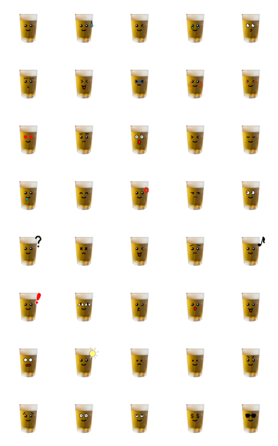 [LINE絵文字]【お酒】シンプル！かわいいビールの画像一覧