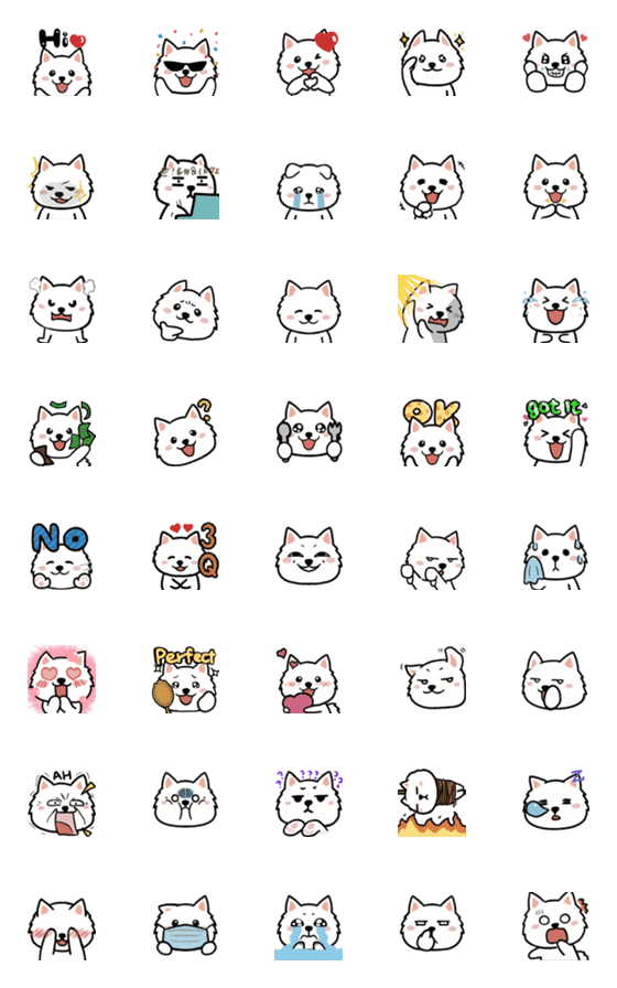 [LINE絵文字]Emojis of Japanese Spitz Michael2の画像一覧