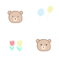 [LINE絵文字] くまさんとパステルカラーのシンプル絵文字の画像