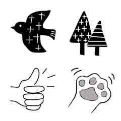毎日つかえる手描きモノトーン絵文字の絵文字メイン画像