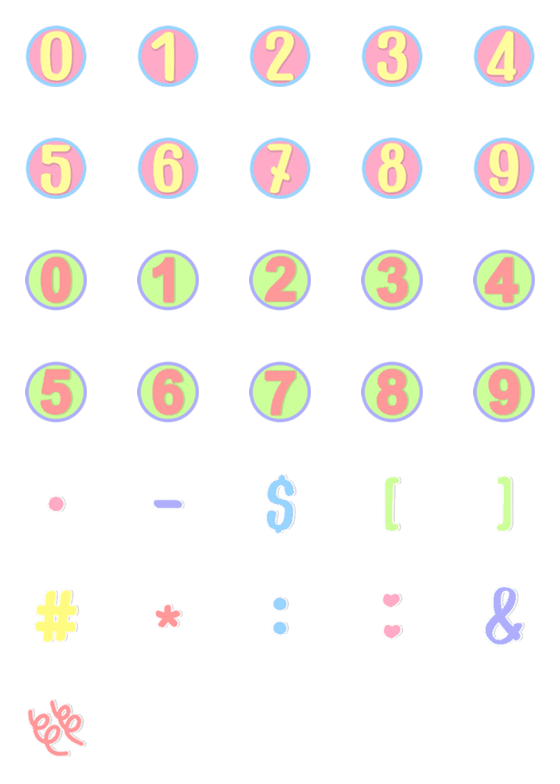 [LINE絵文字]Pastel emoji numbers Ver.2の画像一覧