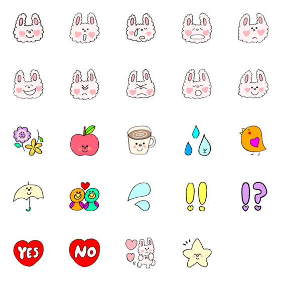 [LINE絵文字]モコモコハートのかわいいうさぎちゃんの画像一覧