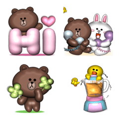 [LINE絵文字] Brown＆Friends Emoji3D (animation)の画像