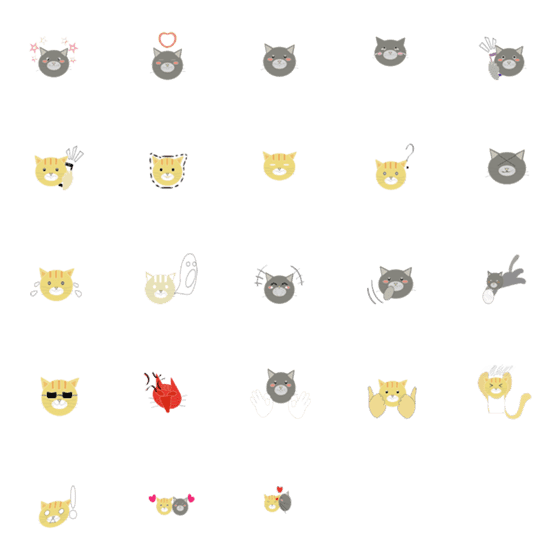 [LINE絵文字]Orange gray cat expression stickersの画像一覧