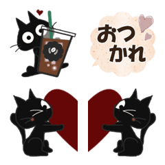 [LINE絵文字] 黒ねこの絵文字便り 8の画像