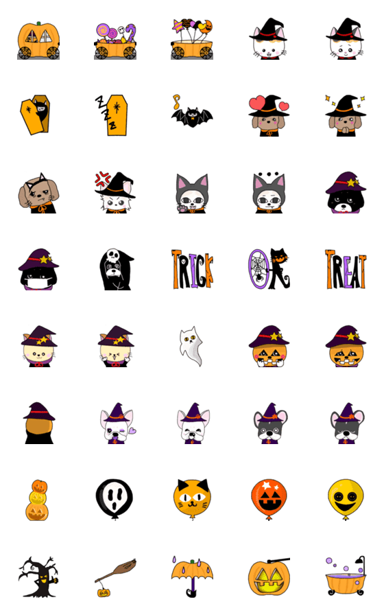 [LINE絵文字]Kuro ＆ friends Happy Halloween Emojiの画像一覧