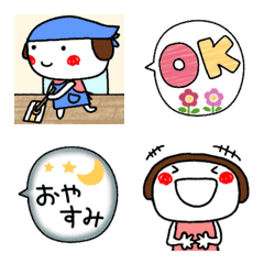 [LINE絵文字] ▶動く！女子力高め女子と吹き出しの絵文字の画像