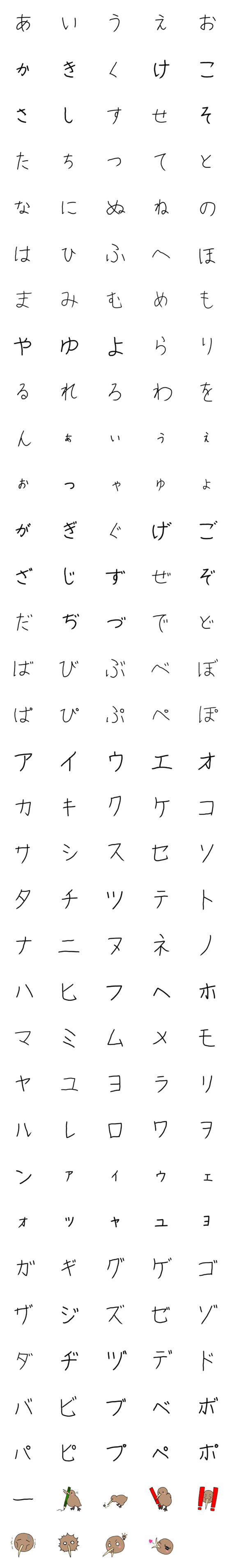 [LINE絵文字]会話のお手伝い飛べない鳥のキーウィちゃんの画像一覧