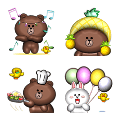 [LINE絵文字] Brown＆Friends:3D v.2の画像