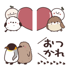 [LINE絵文字] まるいやつらとトリさん☆つながる絵文字の画像