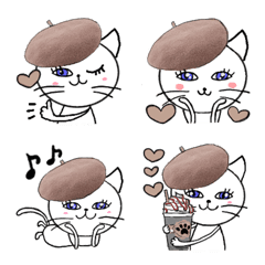 [LINE絵文字] 白ねこ茶ん絵文字の画像