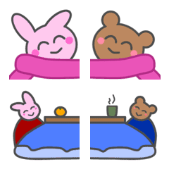 冬は暖かく過ごそう クマ＆ウサギの絵文字メイン画像