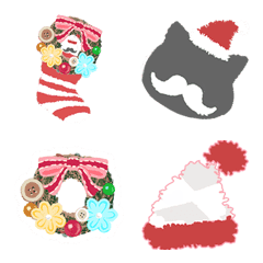 [LINE絵文字] クリスマスなヒゲネコサンタさんの絵文字の画像