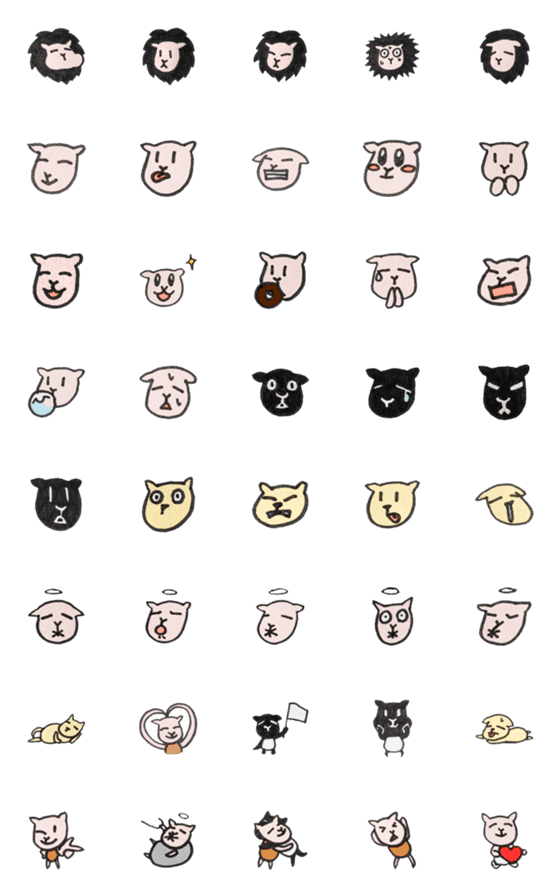 [LINE絵文字]The Lion Sheep Family Emoji-2の画像一覧