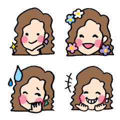 [LINE絵文字] カーリーガール ロングヘアーの画像