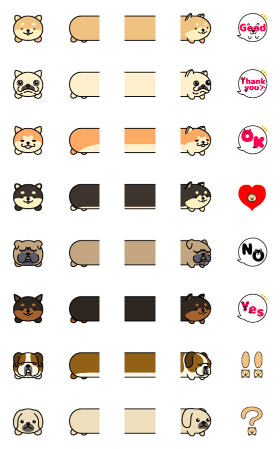 [LINE絵文字]円柱形の犬さん絵文字 つなげて遊べる！の画像一覧