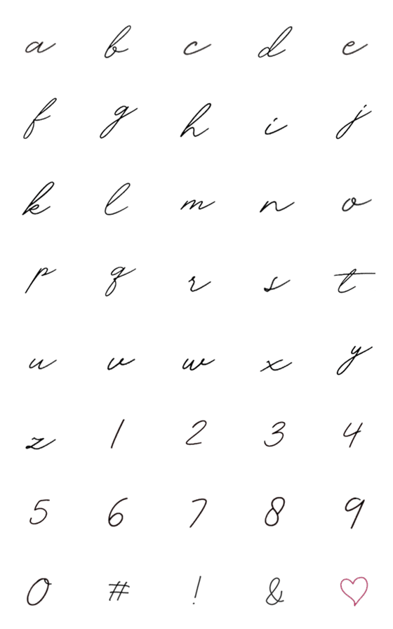 [LINE絵文字]シンプル筆記体アルファベット＆ 数字の画像一覧